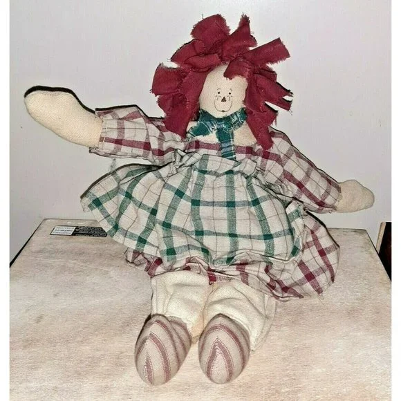 Unbranded | Toys | Vtg 3 Raggedy Ann Doll Handmade Red Green Plaid Dress  Cloth | Poshmark